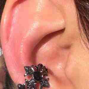 Gothic Black Cross Ear Cuff