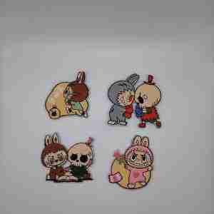 Labubu embroidered patch - 4 Pieces
