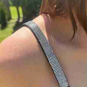 Sexy Beauty Silver Rhinestone Bra Strap With Elastic Shoulder Strap