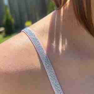 Sexy Beauty Silver Rhinestone Bra Strap With Elastic Shoulder Strap (Pink)