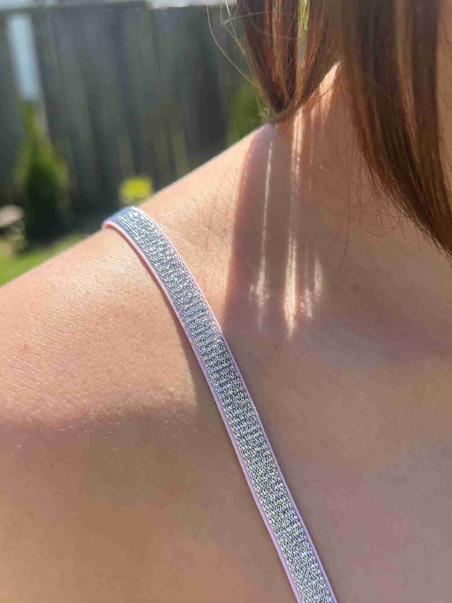 Sexy Beauty Silver Rhinestone Bra Strap With Elastic Shoulder Strap (Pink)