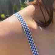 Sexy Beauty Lace Checkered Bra Strap With Elastic Shoulder Strap (Blue)