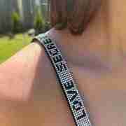 Sexy Beauty Silver Rhinestone (Love Secret) Bra Strap With Elastic Shoulder Strap