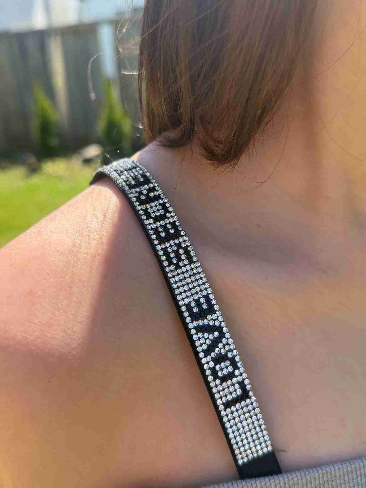 Sexy Beauty Silver Rhinestone (Love Secret) Bra Strap With Elastic Shoulder Strap