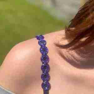 Sexy Beauty Circle Crystal Bra Strap With Elastic Shoulder Strap (Purple)