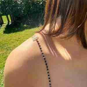 Sexy Beauty Black Crystal Bra Strap With Elastic Shoulder Strap