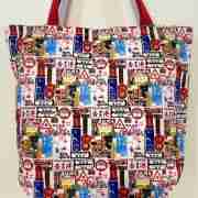 Hong Kong Sign With Red Strap - Handmade HK Style Tote Bag With Zipper & Inner Pocket