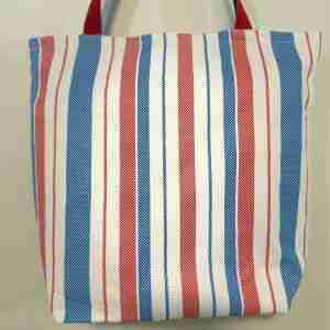 Classic Red White Blue - Handmade HK Style Tote Bag with Zipper & Inner Pocket