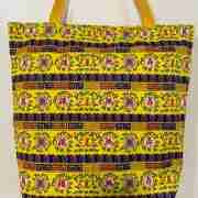 Boundless Longevity Yellow – Handmade HK Style Tote Bag with Zipper & Inner Pocket