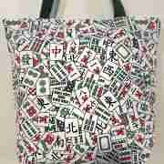 Mah Jong Pattern - Handmade HK Style Tote Bag with Zipper & Inner Pocket