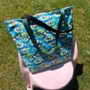 Panda Pattern - Handmade Tote Bag With Zipper & Inner Pocket
