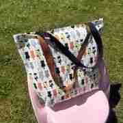 Cute Cat Print with Brown Strap - Handmade Tote Bag With Zipper & Inner Pocket