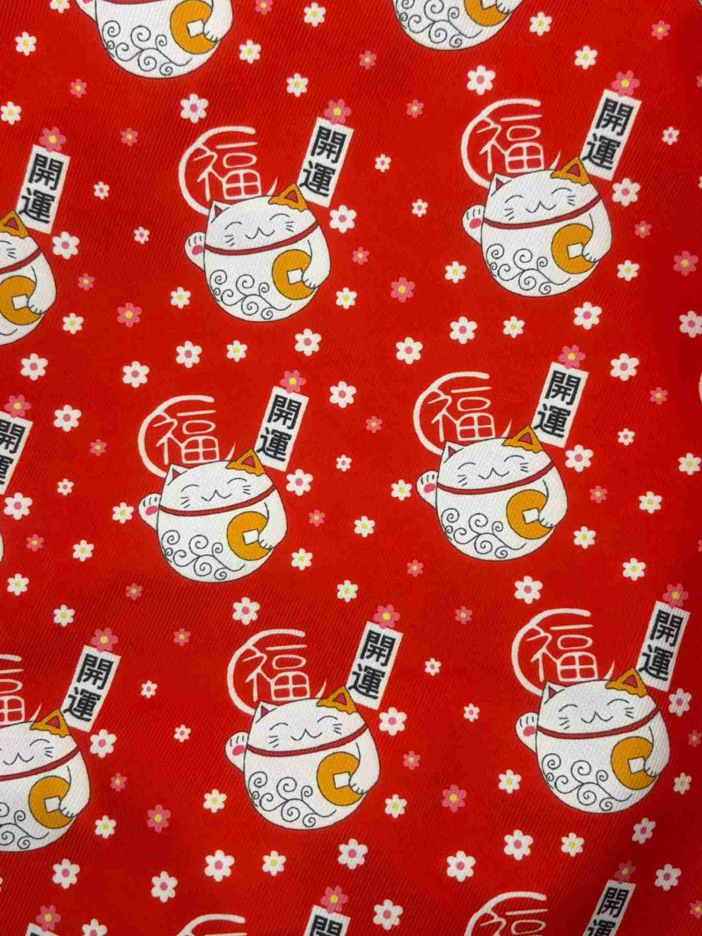 Maneki Neko Cat – Handmade Tote Bag With Zipper & Inner Pocket