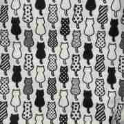 Black & White Cats Pattern – Handmade Tote Bag With Zipper & Inner Pocket