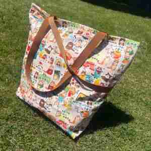 Cute Canvas Cat Lover’s - Handmade Tote Bag With Zipper & Inner Pocket