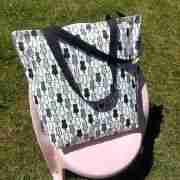 Black & White Cats Pattern - Handmade Tote Bag With Zipper & Inner Pocket