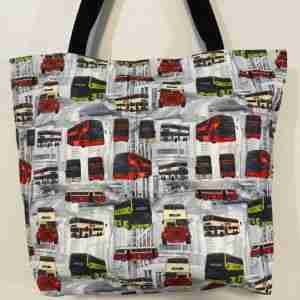 Double-Decker Bus - Handmade HK Style Tote Bag With Zipper & Inner Pocket