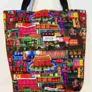 Neon Light Street View - Handmade HK Style Tote Bag With Zipper & Inner Pocket