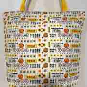 Street Snacks with Yellow Strap - Handmade HK Style Tote Bag With Zipper & Inner Pocket