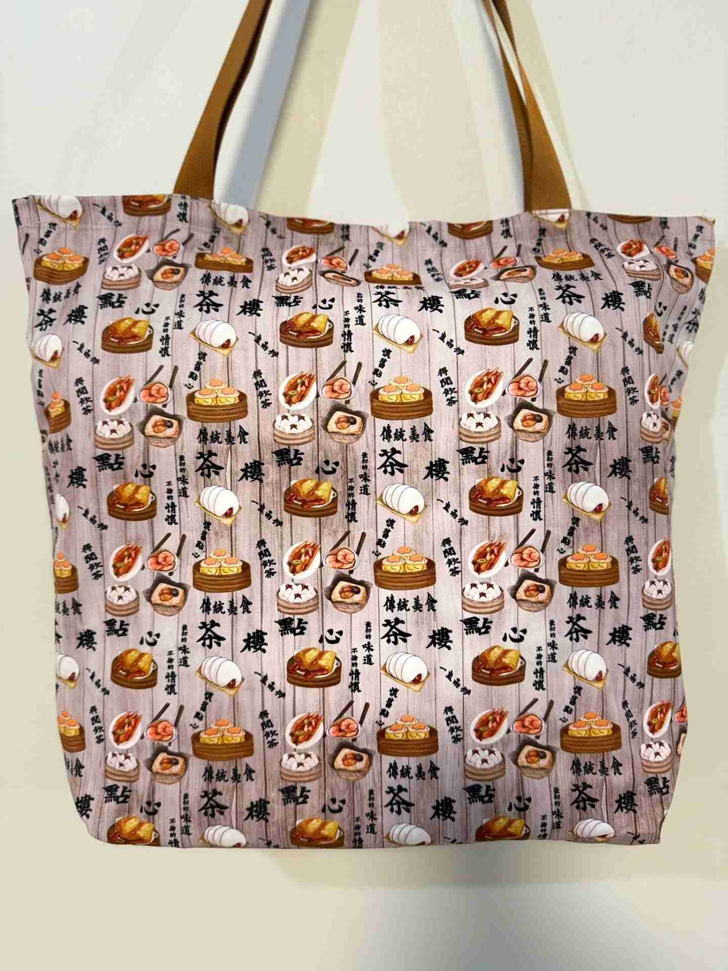 Dim Sum Design - Handmade HK Style Tote Bag With Zipper & Inner Pocket