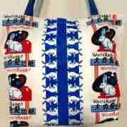 Big Rabbit Candy Large Pattern - Handmade HK Style Tote Bag with Zipper & Inner Pocket