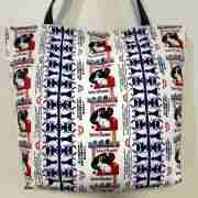 Big Rabbit Candy Small Pattern - Handmade HK Style Tote Bag With Zipper & Inner Pocket